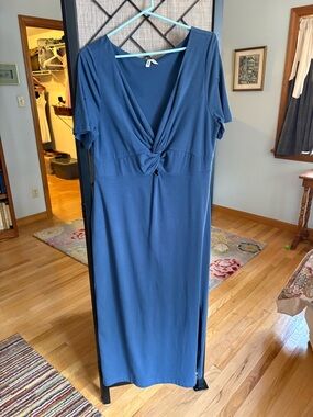 PACT Blue Twist-Front Maxi Dress 👗